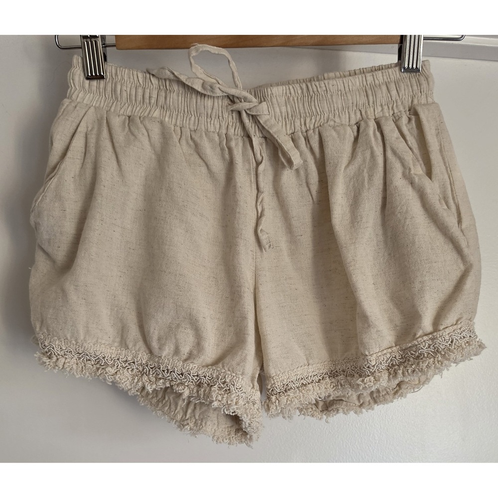 Sim & Sam Womens Shorts Size S Beige Cotton Linen Casual Boho Bermuda Chino